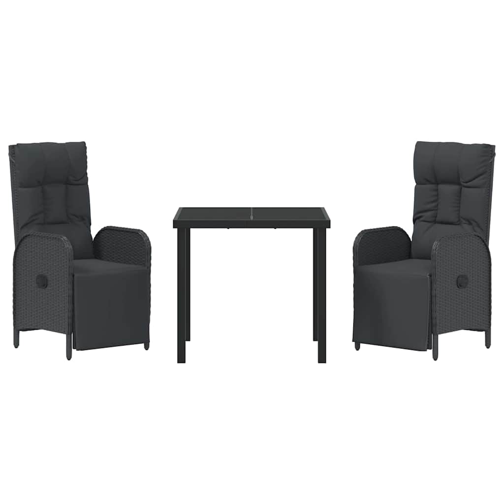 Have Spisebordssæt med pude 3 pcs Sort Poly rattan