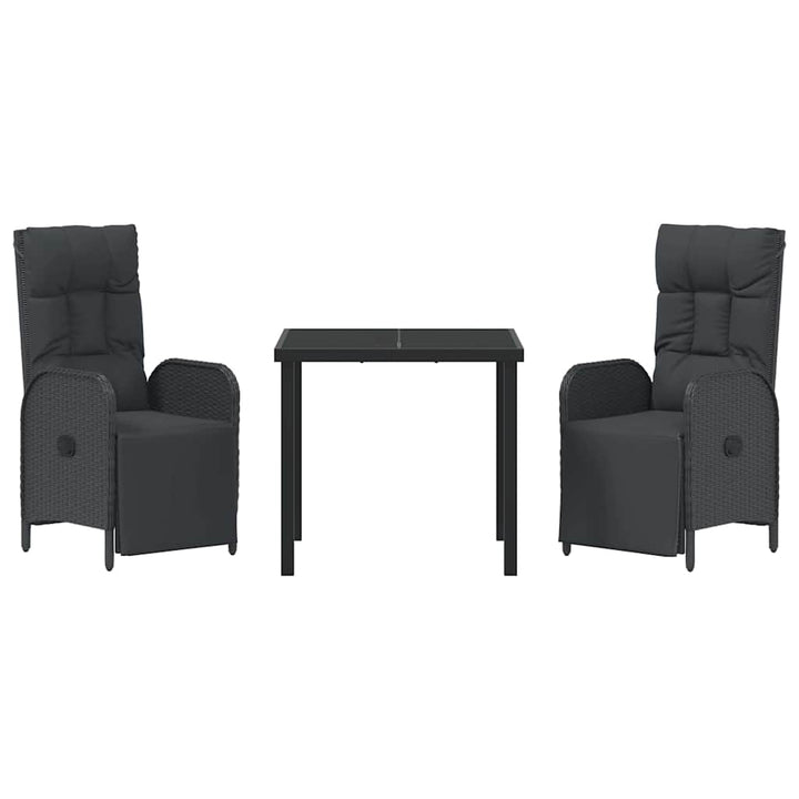 Have Spisebordssæt med pude 3 pcs Sort Poly rattan