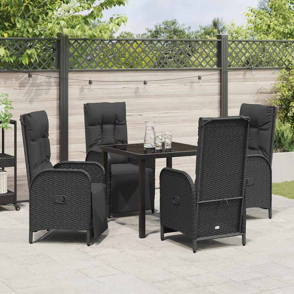 Have Spisebordssæt med pude 5 pcs Sort Poly rattan