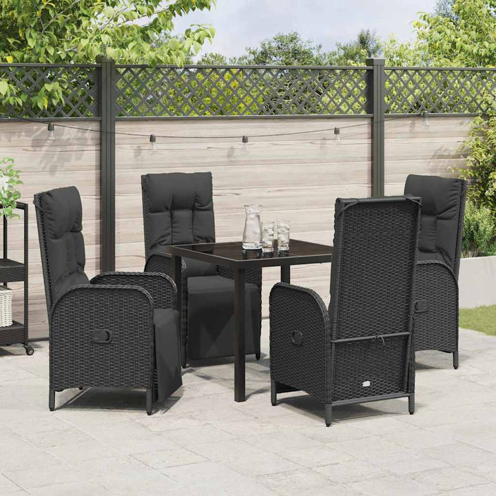 Have Spisebordssæt med pude 5 pcs Sort Poly rattan