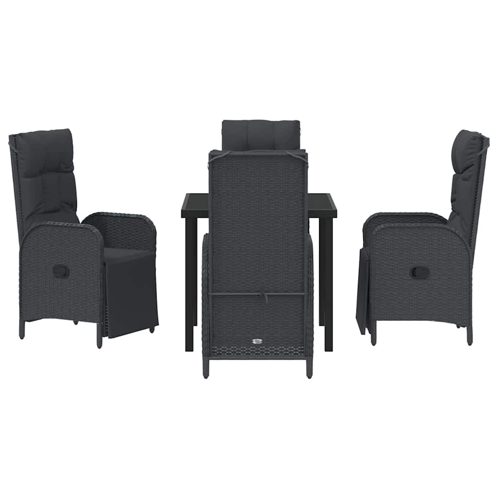 Have Spisebordssæt med pude 5 pcs Sort Poly rattan