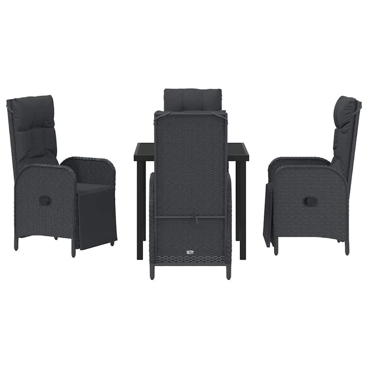 Have Spisebordssæt med pude 5 pcs Sort Poly rattan