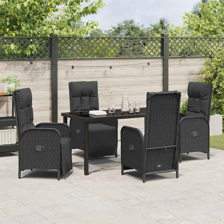 Have Spisebordssæt med pude 5 pcs Sort Poly rattan