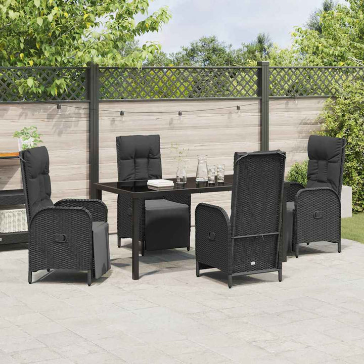 Have Spisebordssæt med pude 5 pcs Sort Poly rattan