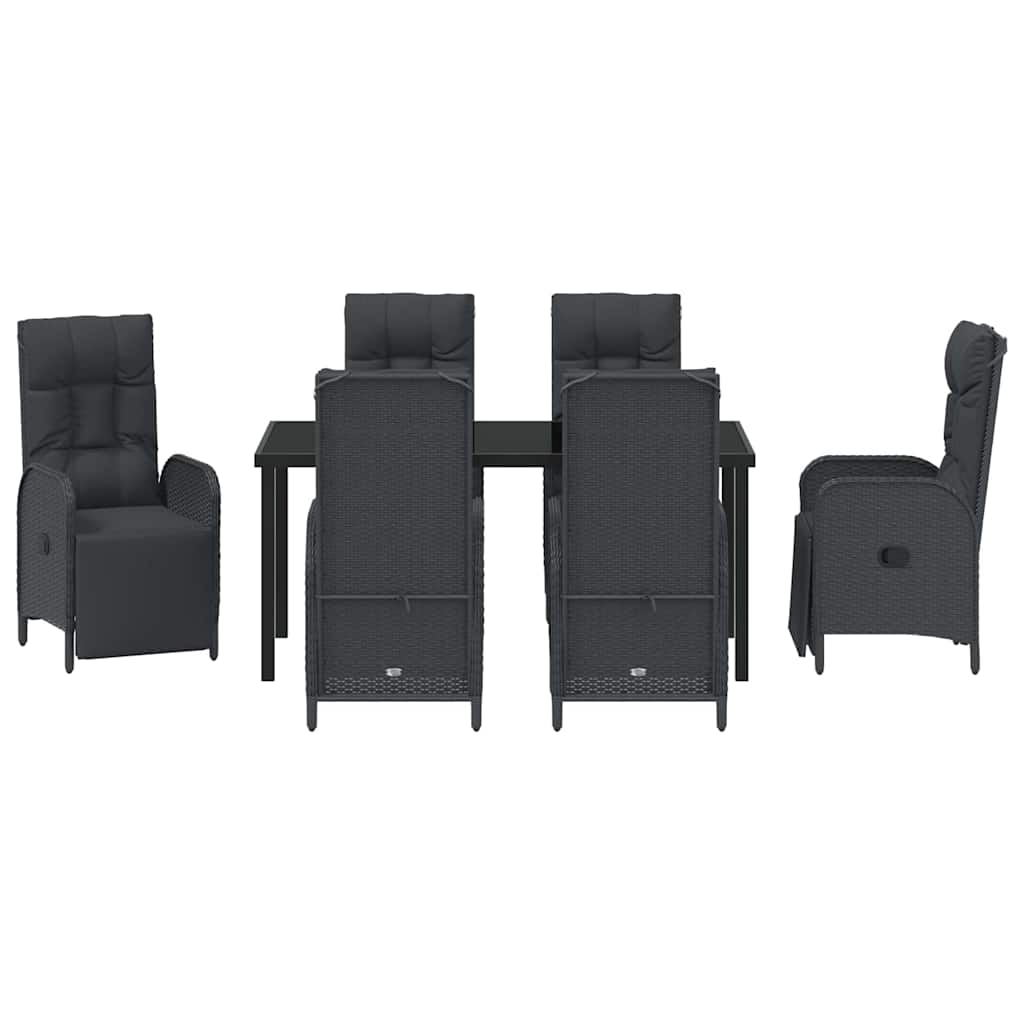 Have Spisebordssæt med pude 7 pcs Sort Poly rattan