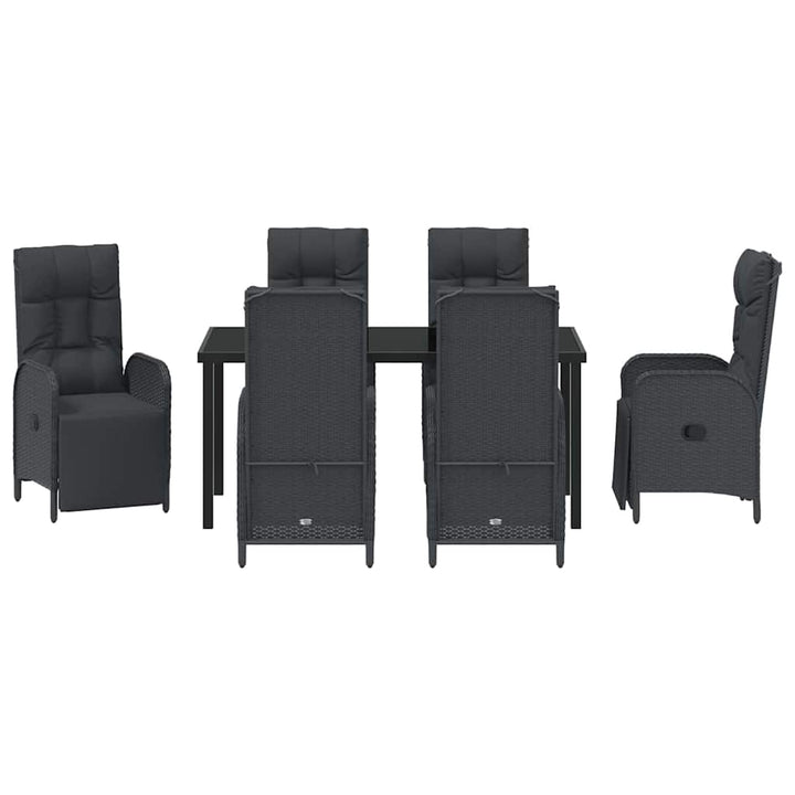 Have Spisebordssæt med pude 7 pcs Sort Poly rattan