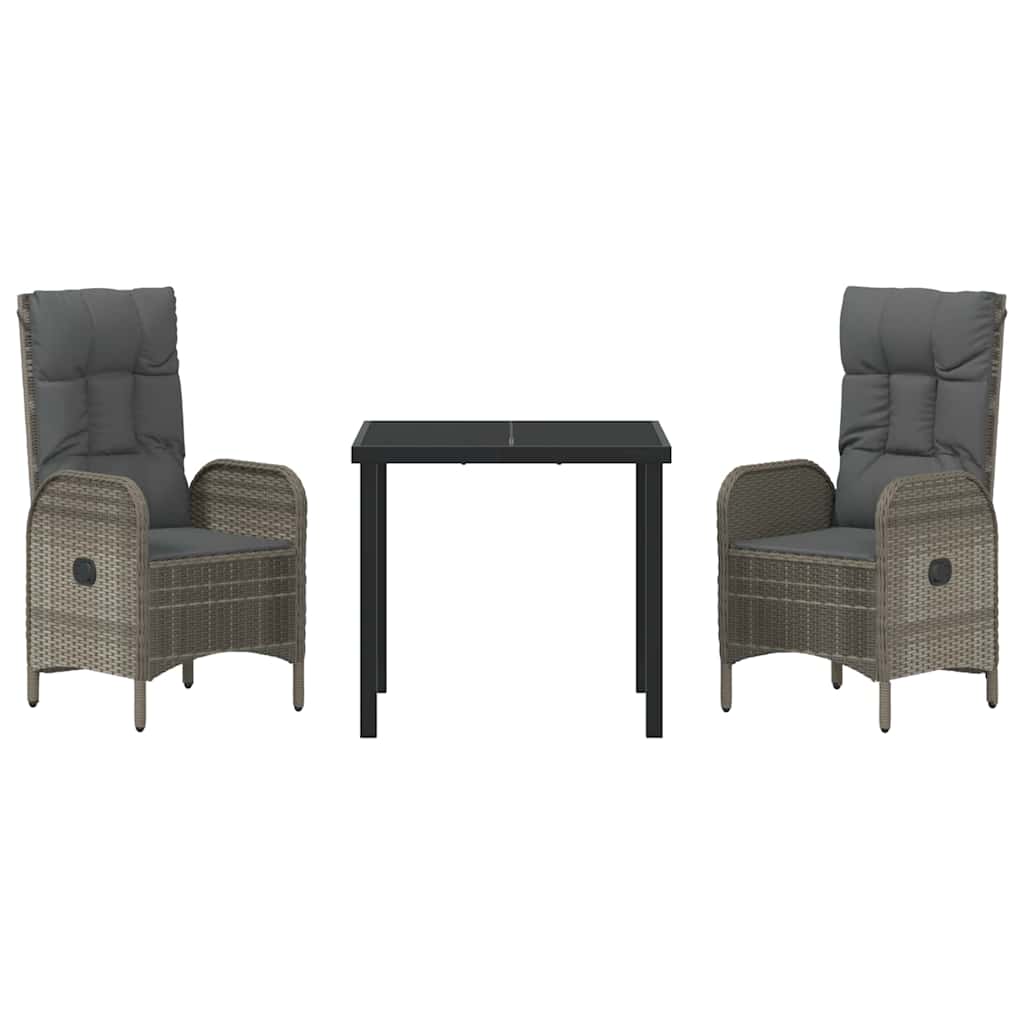 Have Spisebordssæt med pude 3 pcs Grå Poly rattan