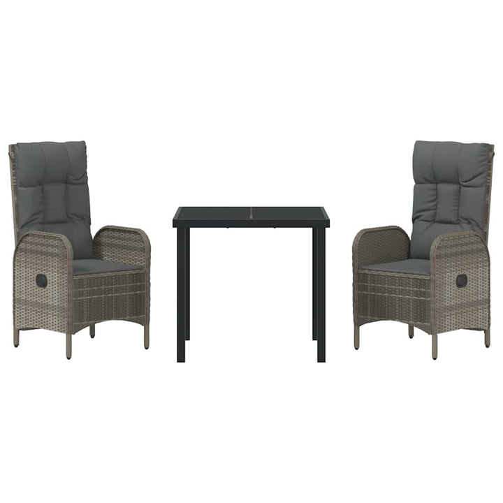 Have Spisebordssæt med pude 3 pcs Grå Poly rattan