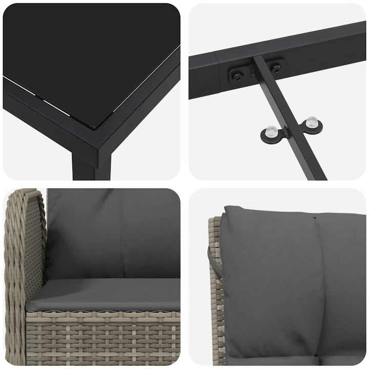 Have Spisebordssæt med pude 5 pcs Grå Poly rattan