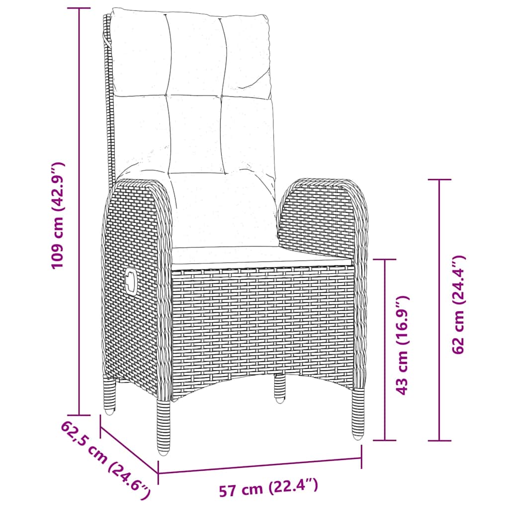 Have Spisebordssæt med pude 5 pcs Grå Poly rattan