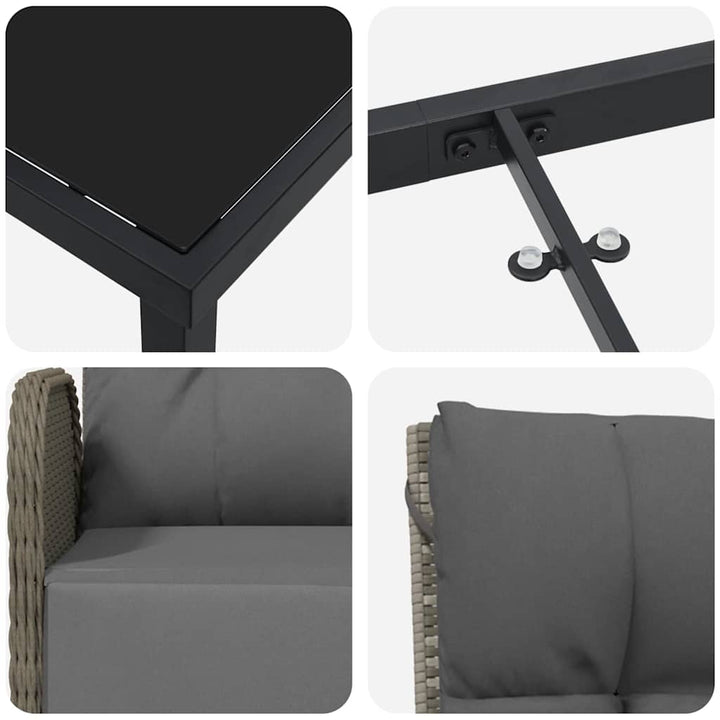 Have Spisebordssæt med pude 3 pcs Grå Poly rattan