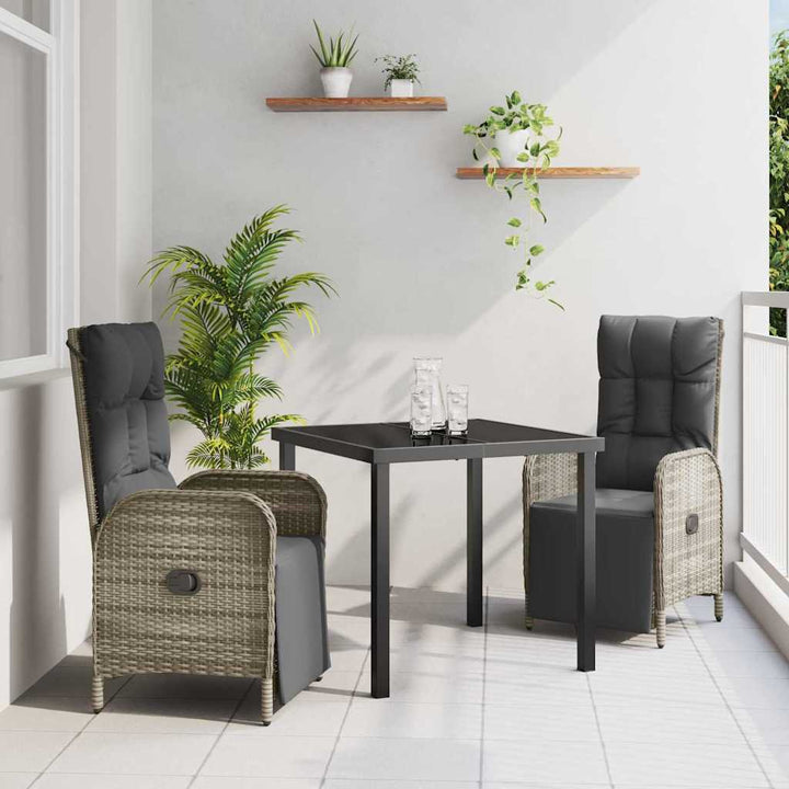 Have Spisebordssæt med pude 3 pcs Grå Poly rattan