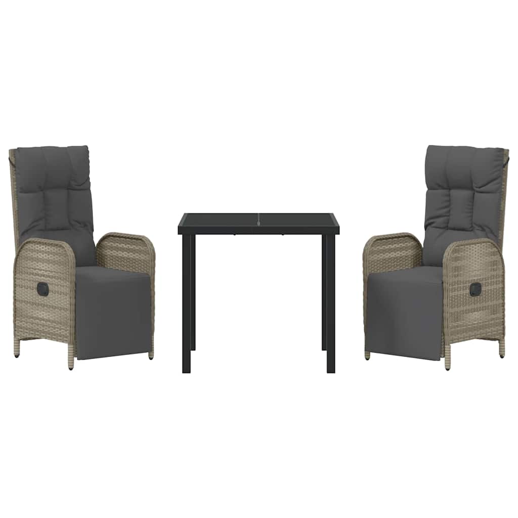 Have Spisebordssæt med pude 3 pcs Grå Poly rattan