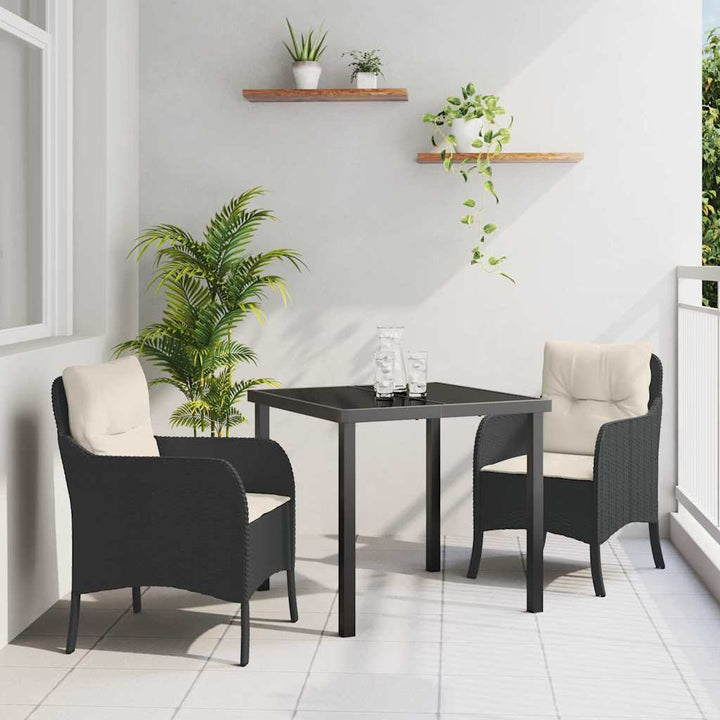 Have Spisebordssæt med pude 3 pcs Sort Poly rattan