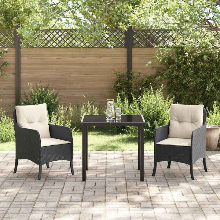 Have Spisebordssæt med pude 3 pcs Sort Poly rattan