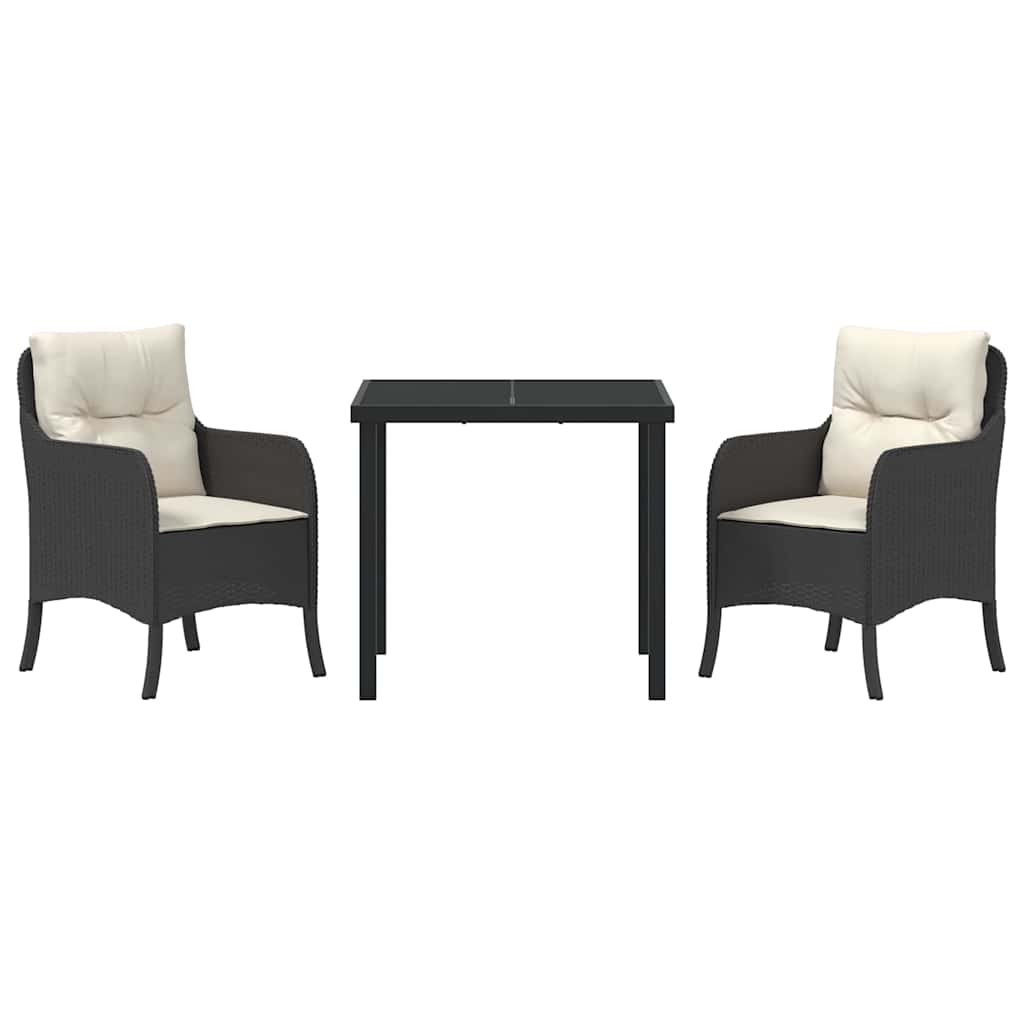 Have Spisebordssæt med pude 3 pcs Sort Poly rattan