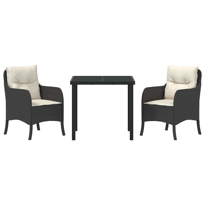 Have Spisebordssæt med pude 3 pcs Sort Poly rattan