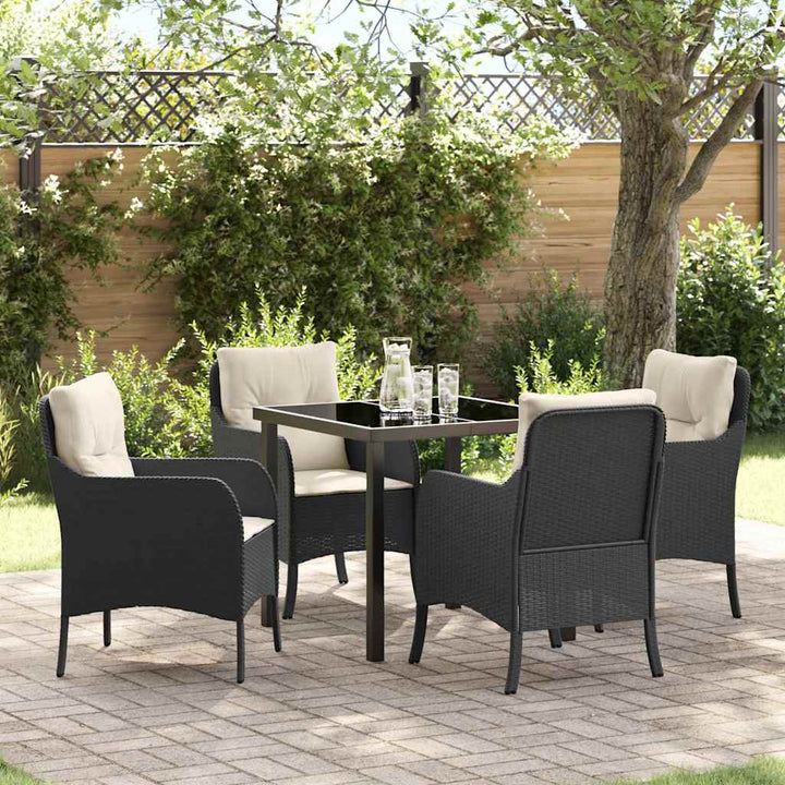 Have Spisebordssæt med pude 5 pcs Sort Poly rattan
