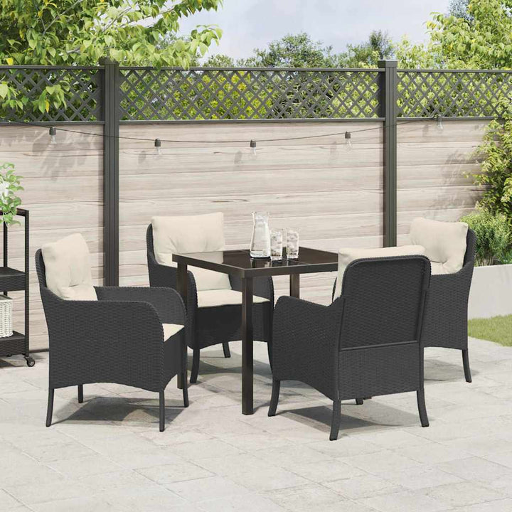 Have Spisebordssæt med pude 5 pcs Sort Poly rattan