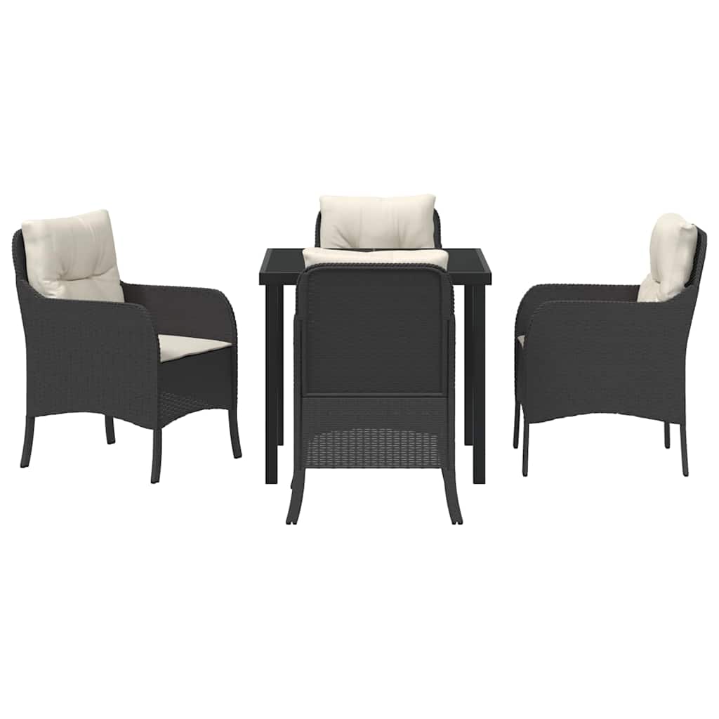 Have Spisebordssæt med pude 5 pcs Sort Poly rattan