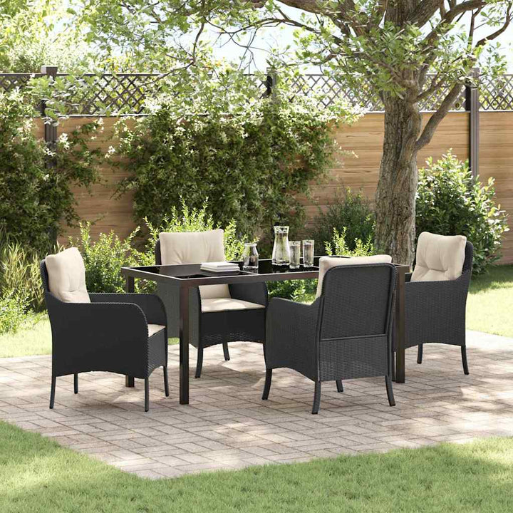 Have Spisebordssæt med pude 5 pcs Sort Poly rattan