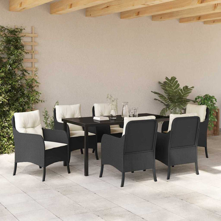 Have Spisebordssæt med pude 7 pcs Sort Poly rattan