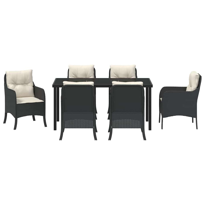 Have Spisebordssæt med pude 7 pcs Sort Poly rattan