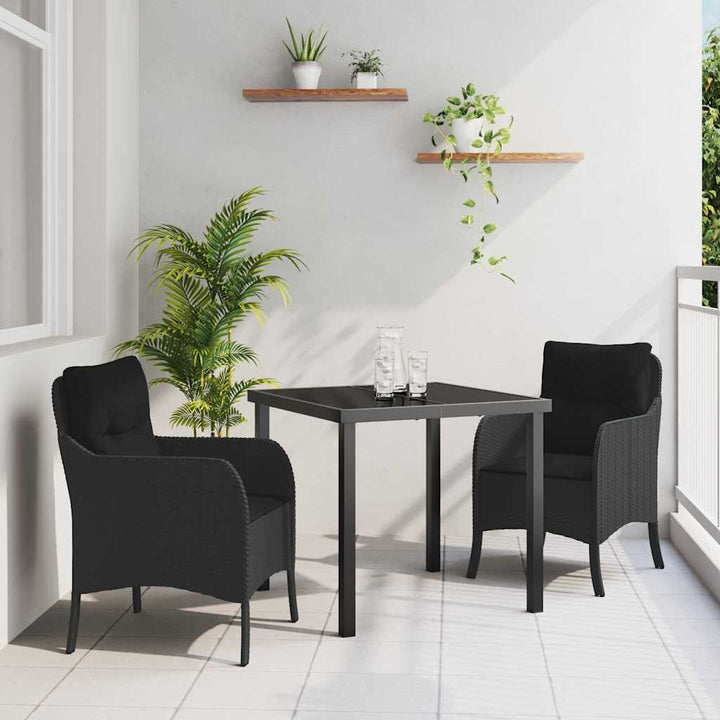 Have Spisebordssæt med pude 3 pcs Sort Poly rattan