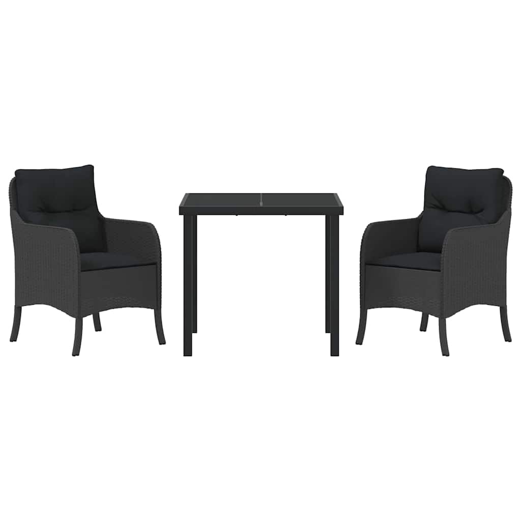 Have Spisebordssæt med pude 3 pcs Sort Poly rattan