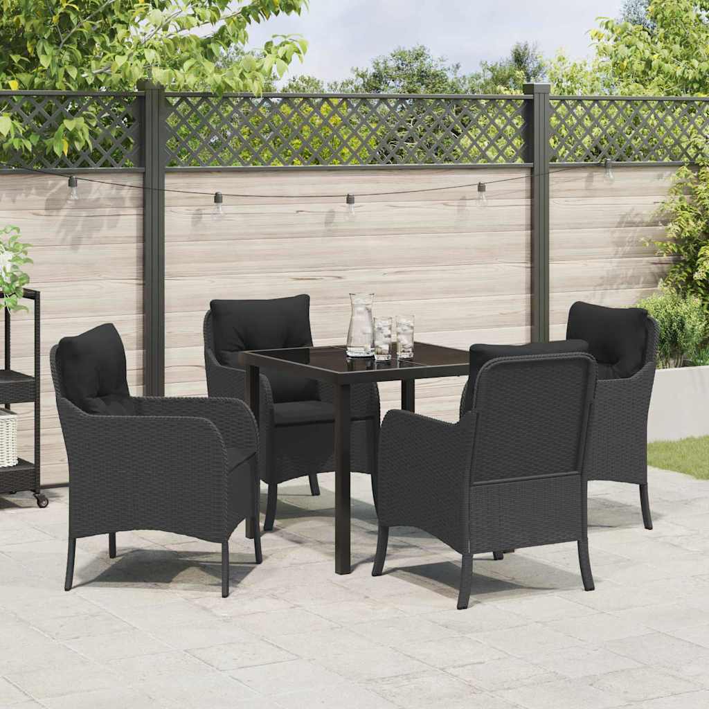Have Spisebordssæt med pude 5 pcs Sort Poly rattan