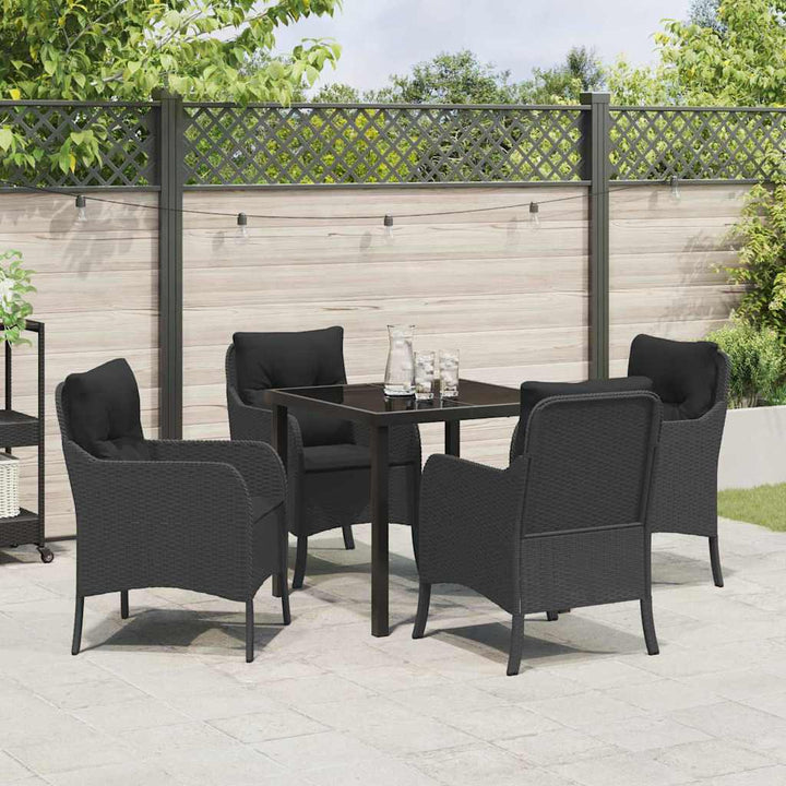 Have Spisebordssæt med pude 5 pcs Sort Poly rattan