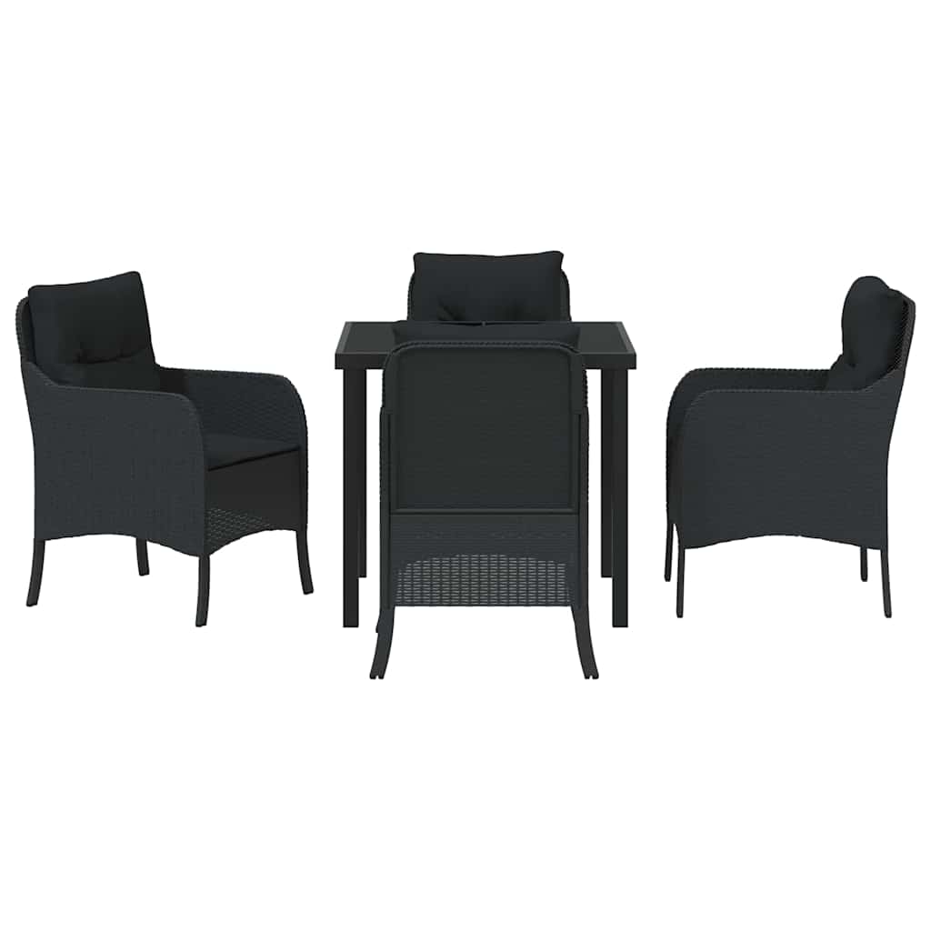 Have Spisebordssæt med pude 5 pcs Sort Poly rattan