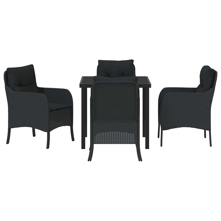 Have Spisebordssæt med pude 5 pcs Sort Poly rattan