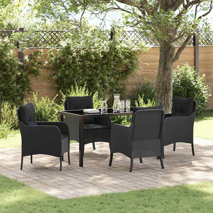 Have Spisebordssæt med pude 5 pcs Sort Poly rattan