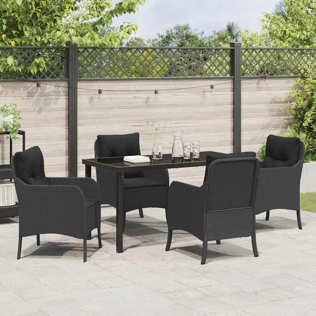 Have Spisebordssæt med pude 5 pcs Sort Poly rattan