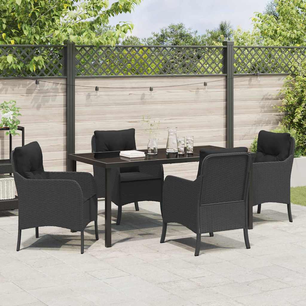 Have Spisebordssæt med pude 5 pcs Sort Poly rattan