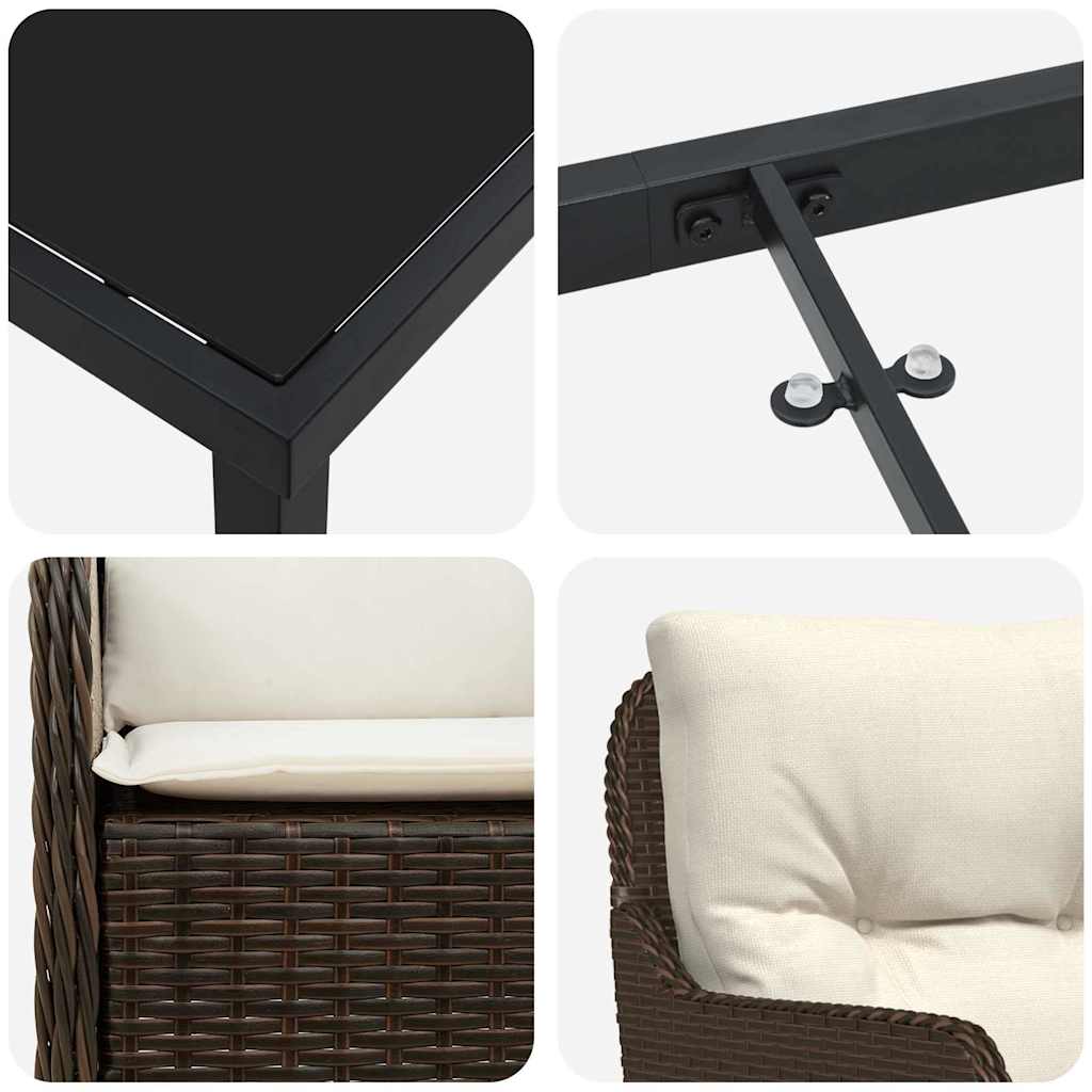 Have Spisebordssæt med pude 3 pcs Brun Poly rattan