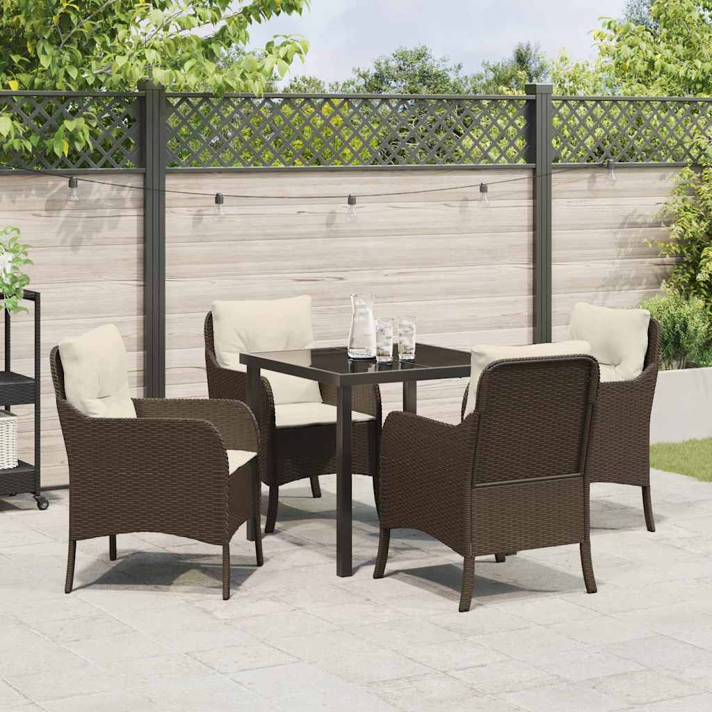 Have Spisebordssæt med pude 5 pcs Brun Poly rattan