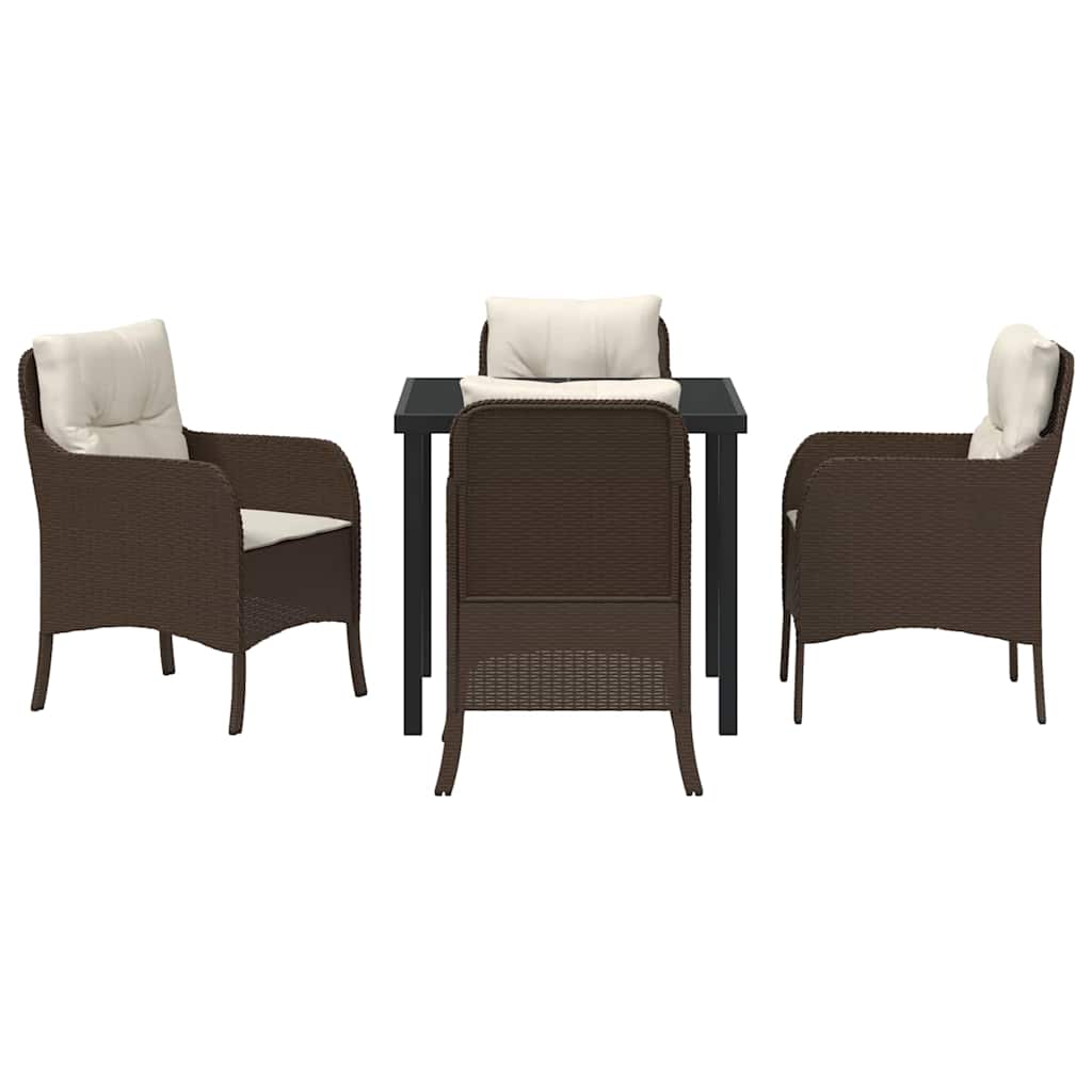 Have Spisebordssæt med pude 5 pcs Brun Poly rattan