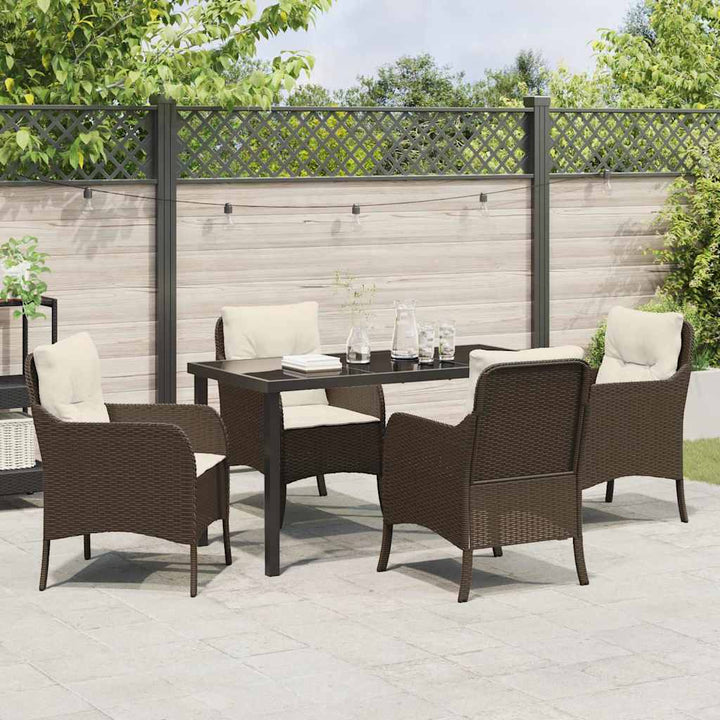Have Spisebordssæt med pude 5 pcs Brun Poly rattan