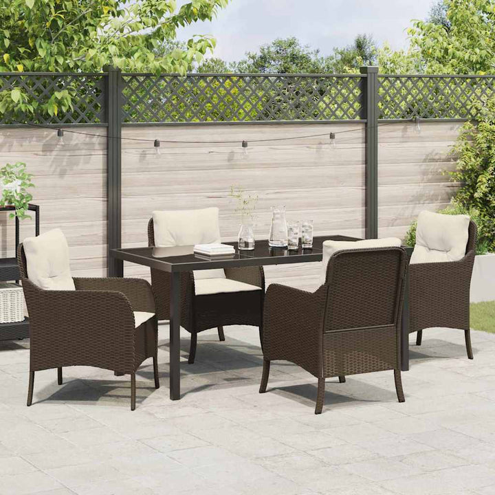 Have Spisebordssæt med pude 5 pcs Brun Poly rattan