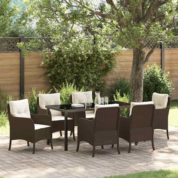 Have Spisebordssæt med pude 7 pcs Brun Poly rattan