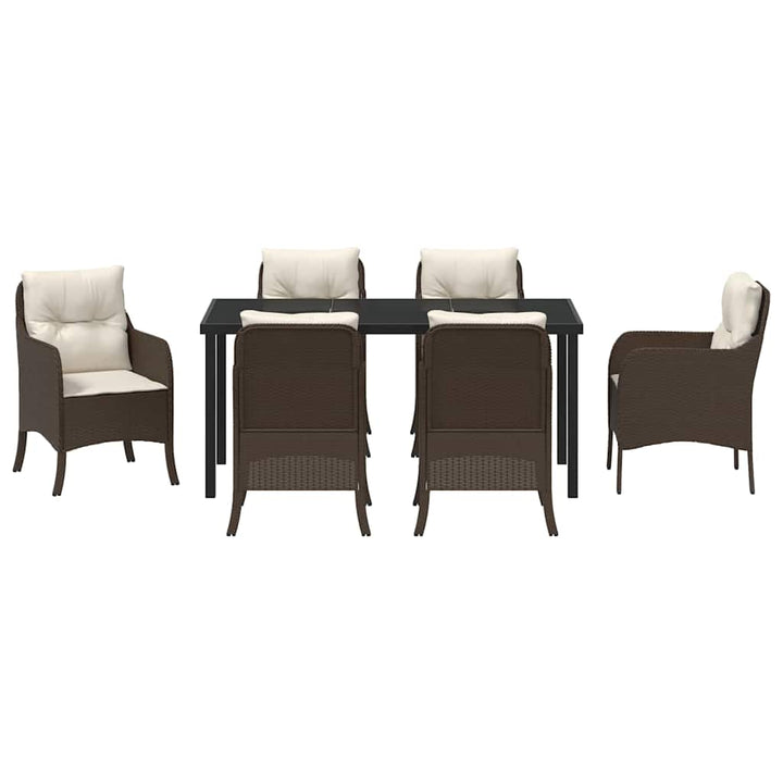 Have Spisebordssæt med pude 7 pcs Brun Poly rattan