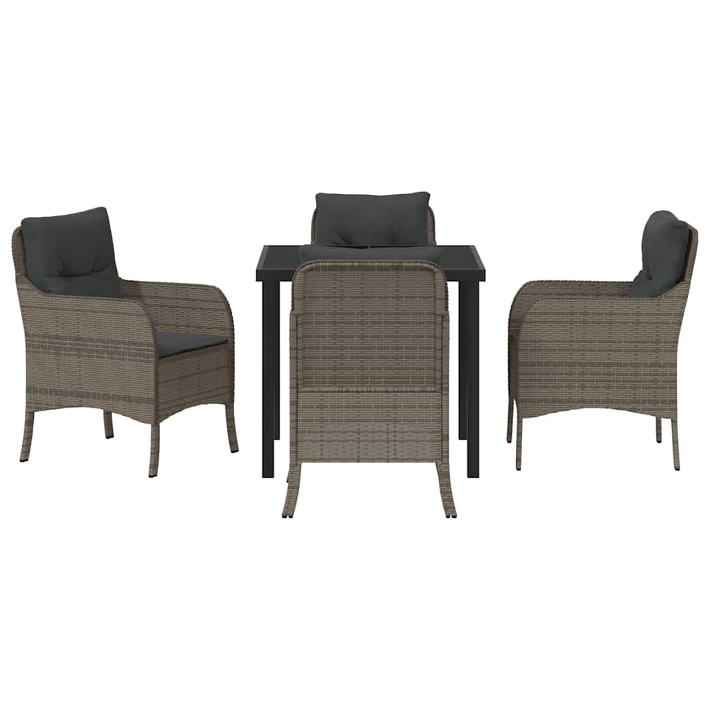 Have Spisebordssæt med pude 5 pcs Grå Poly rattan