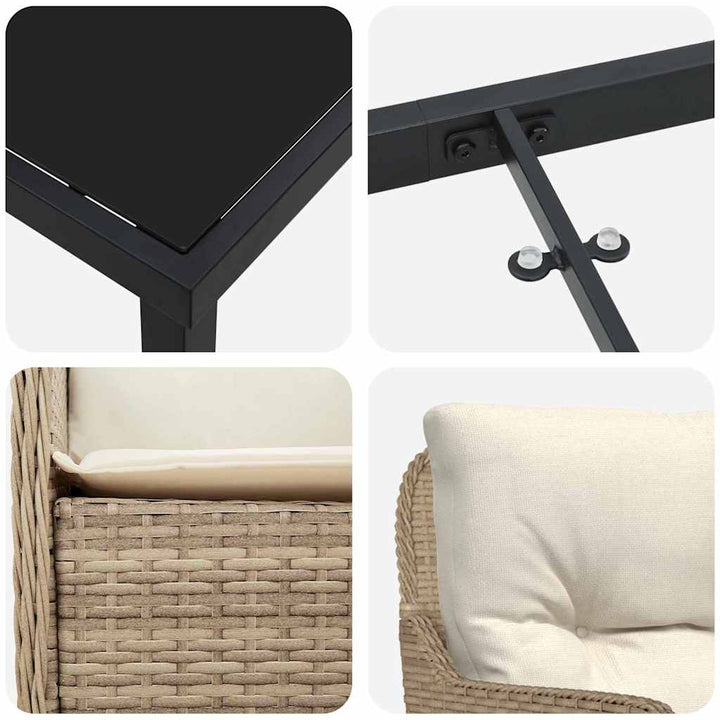 Have Spisebordssæt med pude 3 pcs Beige Poly rattan