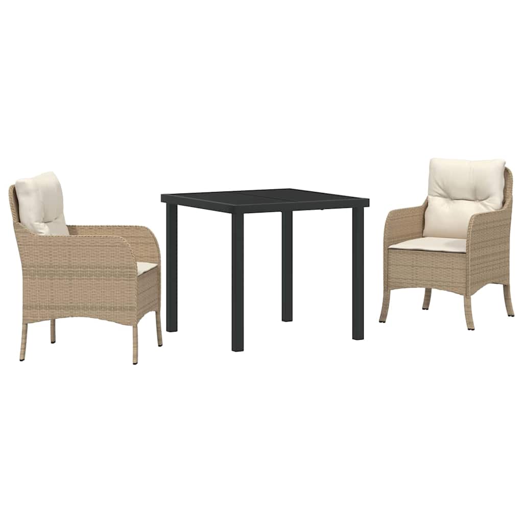 Have Spisebordssæt med pude 3 pcs Beige Poly rattan