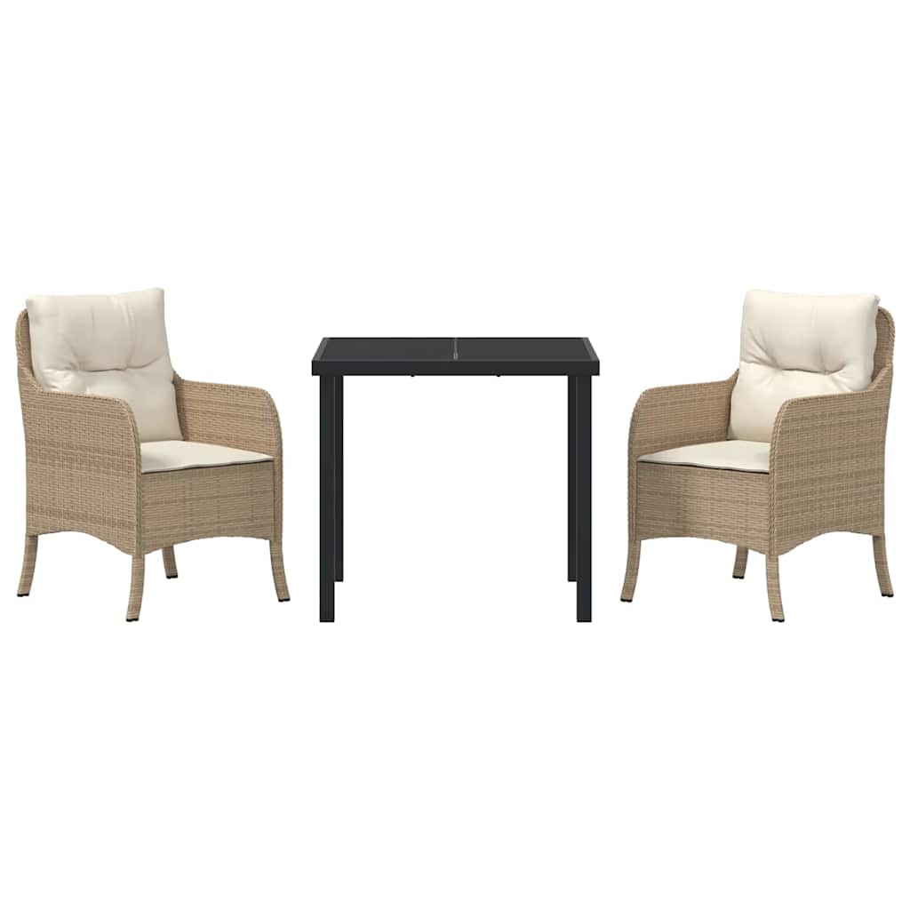 Have Spisebordssæt med pude 3 pcs Beige Poly rattan