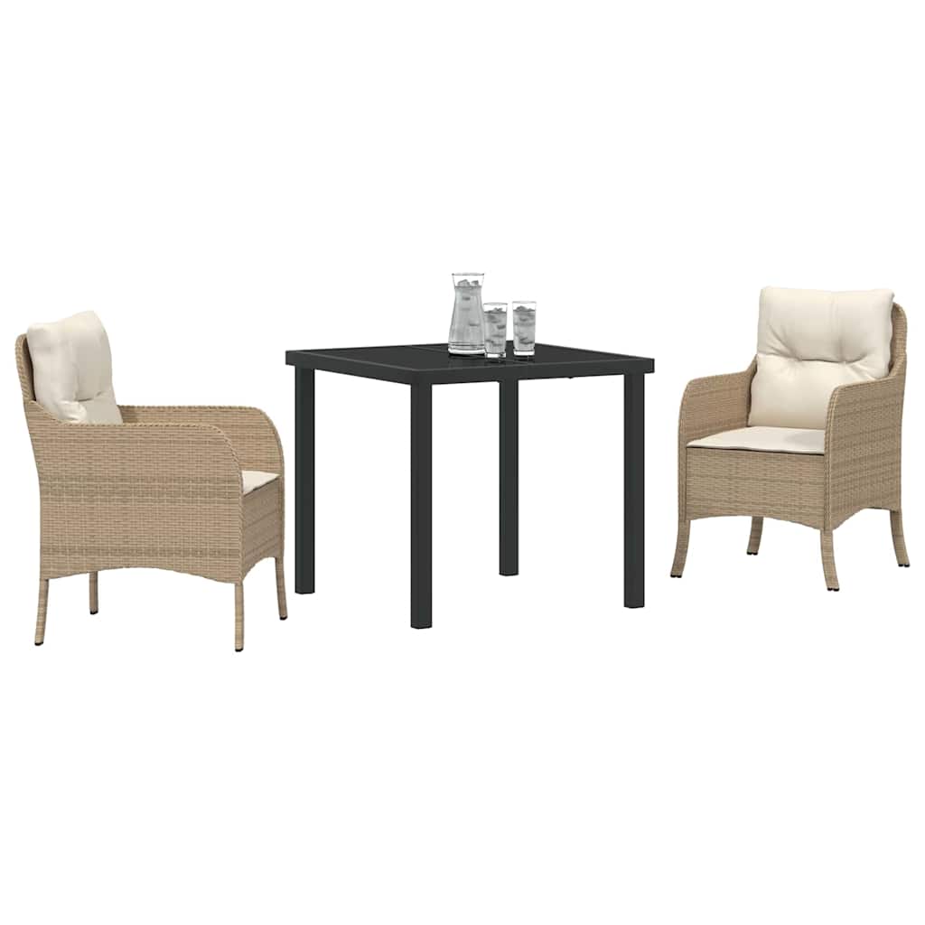 Have Spisebordssæt med pude 3 pcs Beige Poly rattan