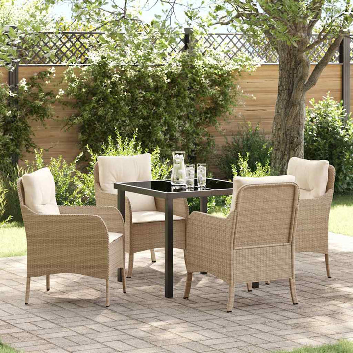 Have Spisebordssæt med pude 5 pcs Beige Poly rattan
