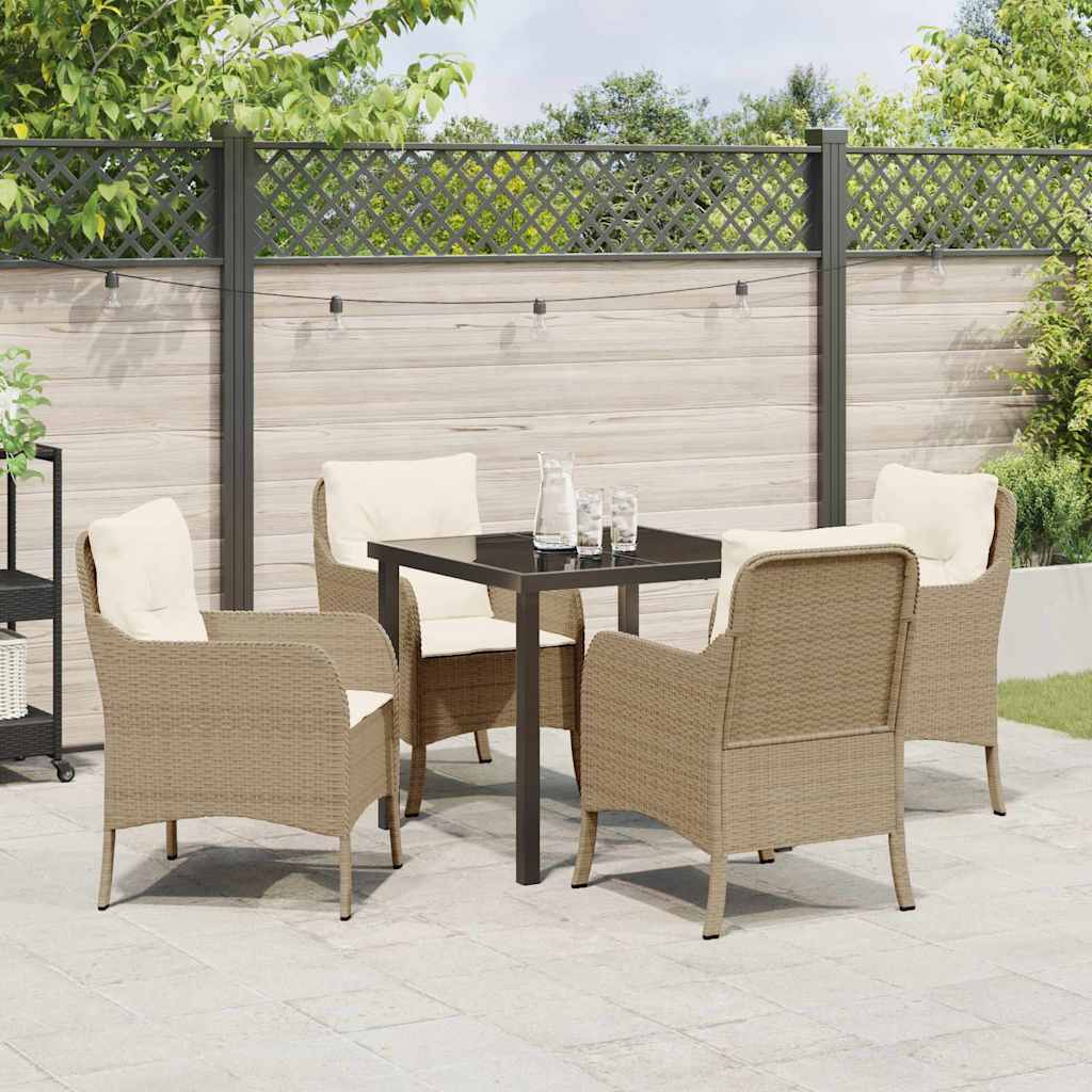 Have Spisebordssæt med pude 5 pcs Beige Poly rattan
